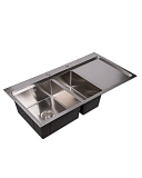 Мойка кухонная прямоугольная, размер 1000x510 мм, в комплекте с арматурой, сталь 2,5 мм, пляж справа (SP(Pr)10051/Ni)