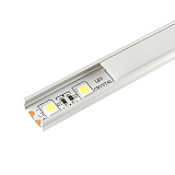 Алюминиевый накладной профиль 15x6 мм, L=2 м с матовым экраном, с заглушкамии и крепежом, серебристый (LR39-M)