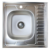 Мойка накладная 600x600x130 мм толщина металла 0,4 мм левая (без сифона) (6060L-P)