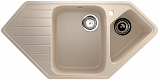 Мойка кухонная угловая, две чаши с крылом, искусственный камень, цвет бежевый (ES-25/328)